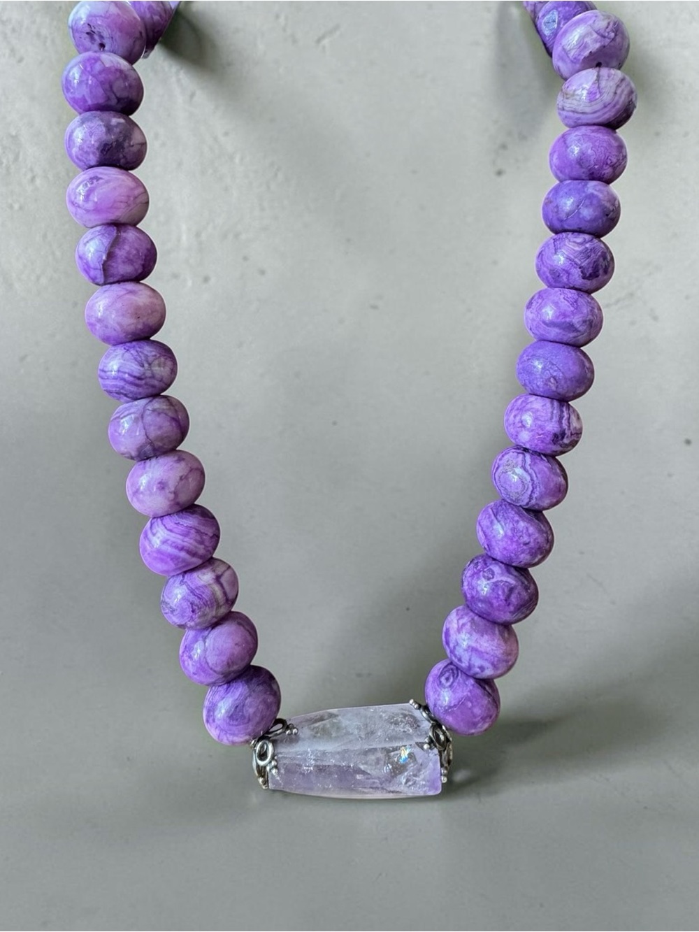 Amethyst and Charoite Beaded Statement Necklace